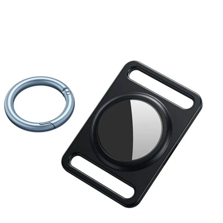 Magnetisch metalen AirTag-hoesje met verwisselbare sleutelring voor Apple AirTag (zwart)