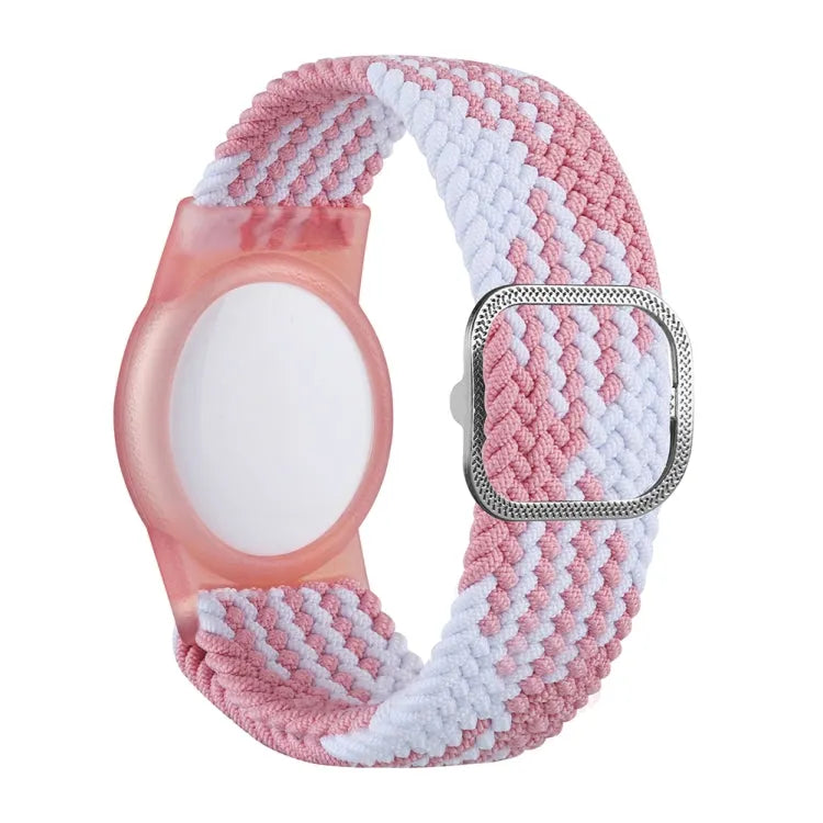 Brassard Housse de Protection Anti-rayures Bracelet Sangle Réglable pour AirTag Tracker (rose blanc)