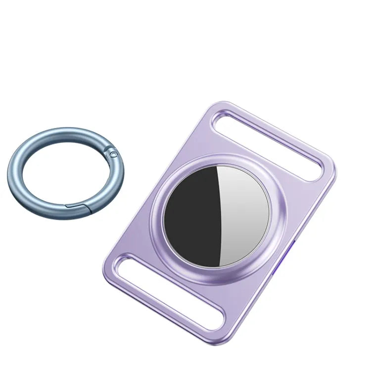 Magnetisch metalen AirTag-hoesje met verwisselbare sleutelring voor Apple AirTag (paars)