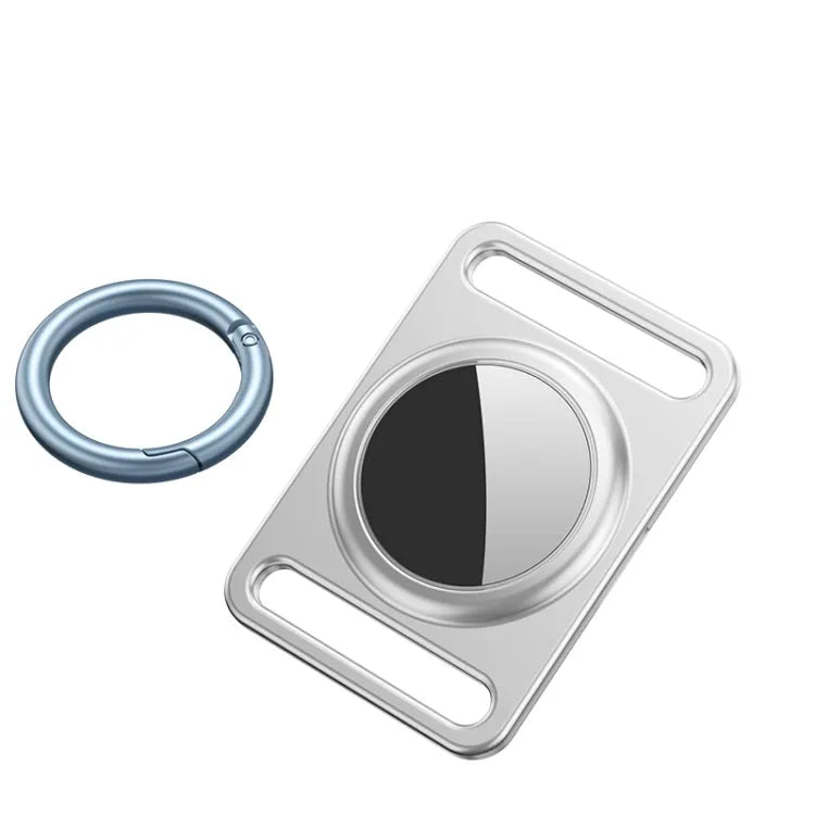 Magnetisch metalen AirTag-hoesje met verwisselbare sleutelring voor Apple AirTag (zilver)