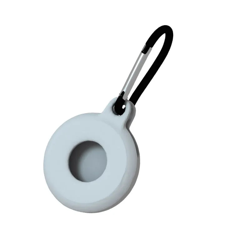 Set van 4 ronde siliconen beschermhoezen met karabijnhaak voor Apple AirTag (limoenwit)