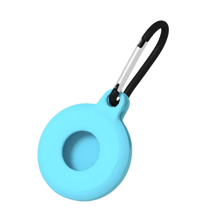 Set van 4 ronde siliconen beschermhoezen met karabijnhaak voor Apple AirTag (mintgroen)