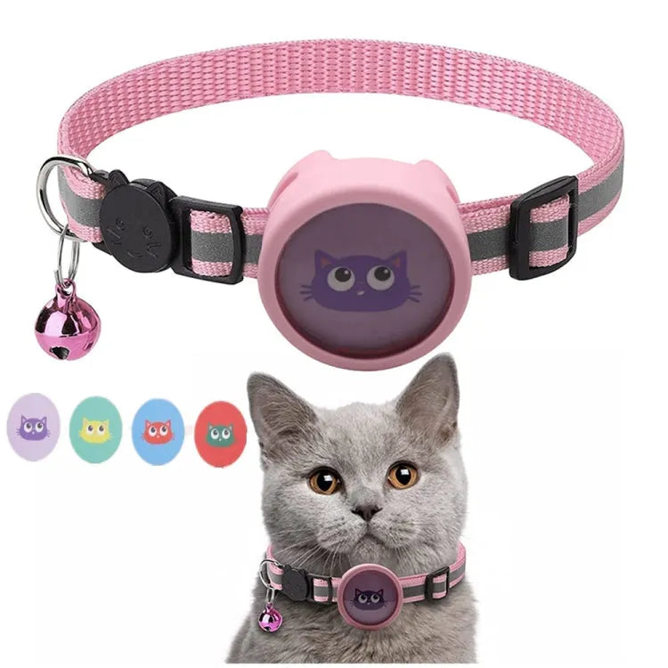 Reflecterende huisdierhalsband met belletje voor Apple AirTag (roze)
