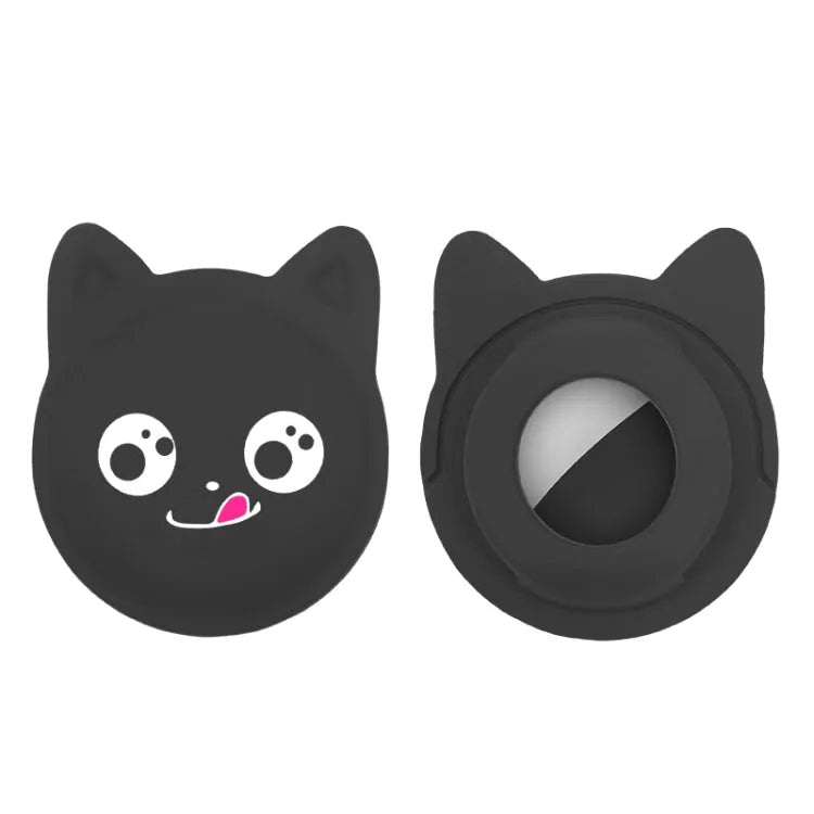 Cartoon AirTag-houder voor huisdierhalsband voor Apple AirTag (zwart)