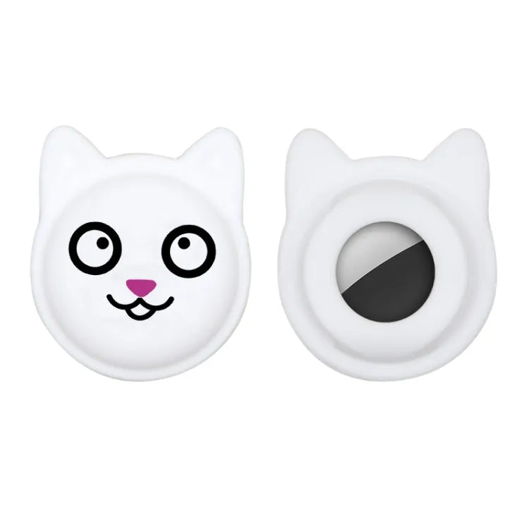 Cartoon AirTag-houder voor huisdierhalsband voor Apple AirTag (wit)