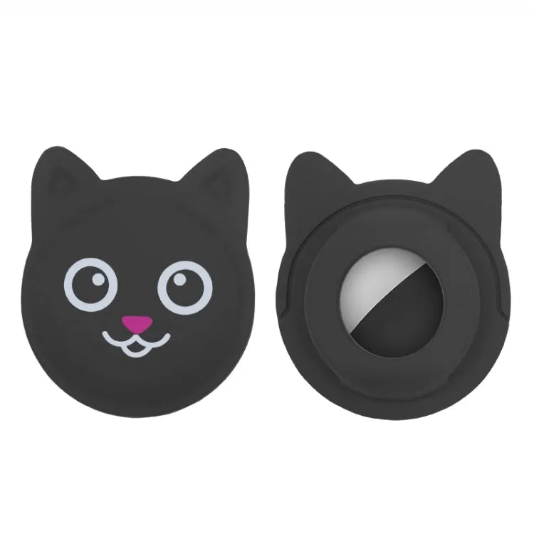 Cartoon AirTag-houder voor huisdierhalsband voor Apple AirTag (zwart)