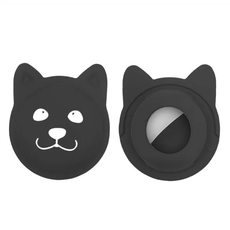 Cartoon AirTag-houder voor huisdierhalsband voor Apple AirTag (zwart)