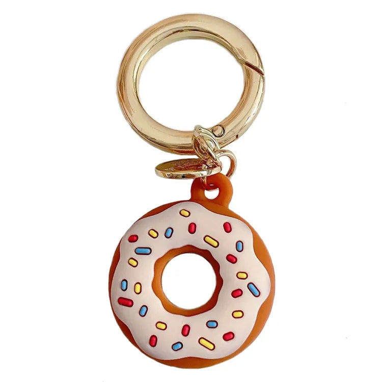 Donut siliconen beschermhoes met metalen gesp voor Apple AirTag (beige)