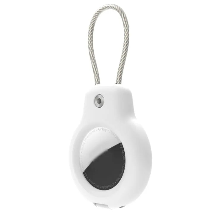 Pour la housse de protection AirTag Tracker avec cordon et verrouillage en métal, étui antichoc, anti-poussière, anti-rayures (blanc)