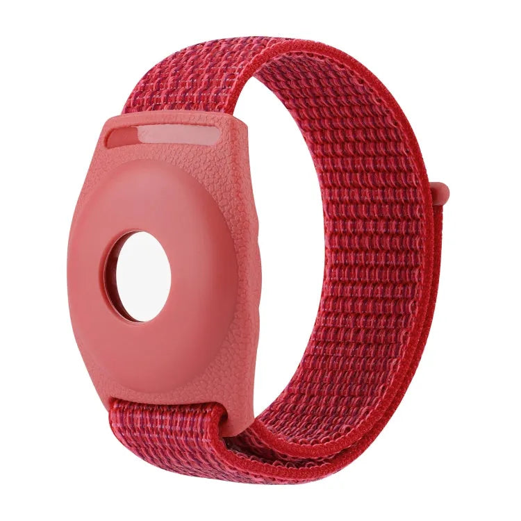 Nylon polsband met AirTag-houder voor Apple AirTag (kinderen, 17 cm, rood)