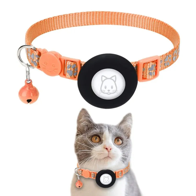 Reflecterende huisdierhalsband met bel voor Apple AirTag (oranje)