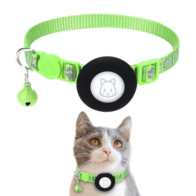 Reflecterende huisdierhalsband met bel voor Apple AirTag (lichtgroen)