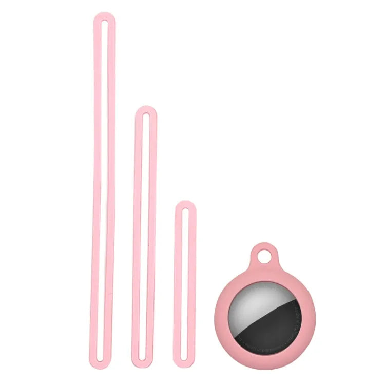 Siliconen beschermhoes met 3 lanyards voor Apple AirTag (roze)