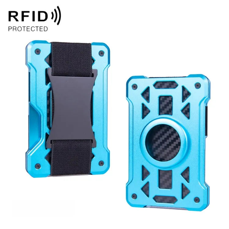 Metalen RFID-kaarthouder met AirTag-vak voor Apple AirTag (b-model blauw)