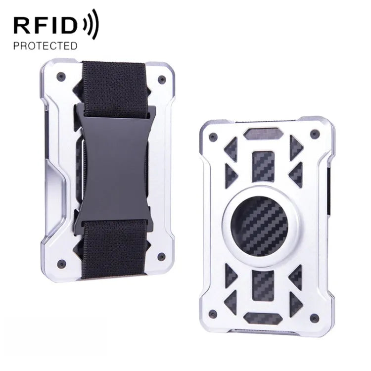 Metalen RFID-kaarthouder met AirTag-vak voor Apple AirTag (b model zilver)