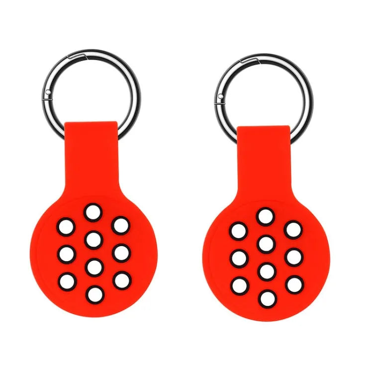 Siliconen beschermhoesje set van 2 met sleutelhanger voor Apple AirTag (rood/zwart)