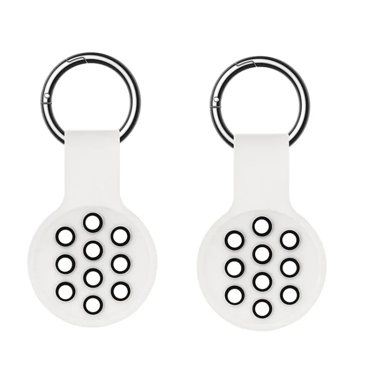 Siliconen beschermhoesje set van 2 met sleutelhanger voor Apple AirTag (wit/zwart)