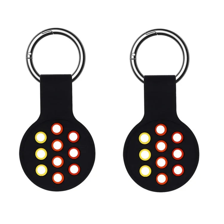 Siliconen beschermhoesje set van 2 met sleutelhanger voor Apple AirTag (zwart/kleurrijk)
