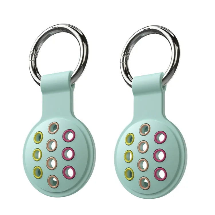 2 PIÈCES Étui en silicone perforé de couleur contrastante pour traceur AirTag (Vert Lac Coloré 10)
