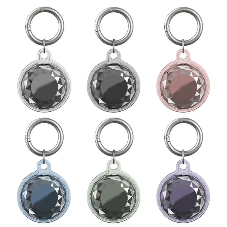 TPU all-inclusive waterdicht beschermhoesje set van 3 met sleutelhanger voor Apple AirTag (transparant paars)