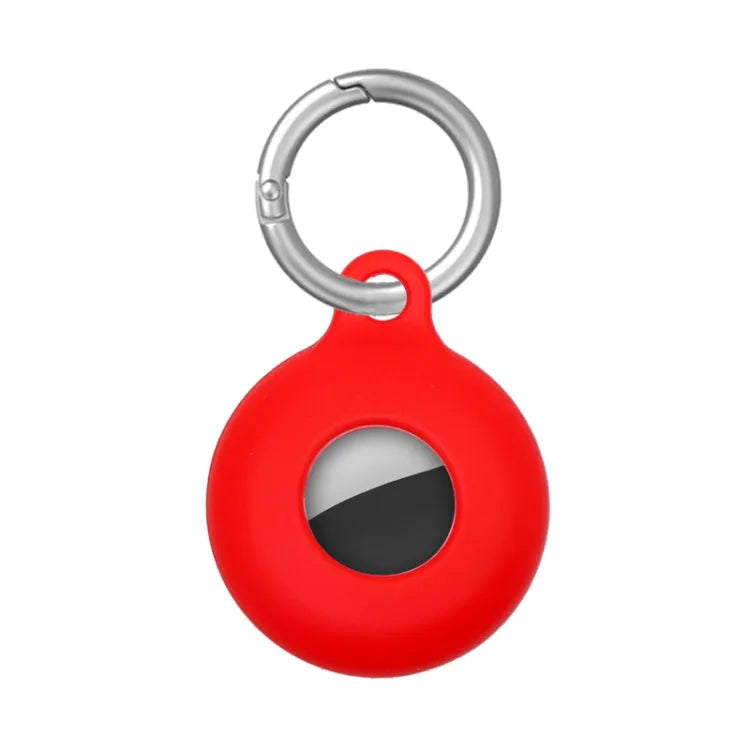 Dual-side Siliconen Beschermhoesje met Sleutelhaaklus voor Apple AirTag (rood)