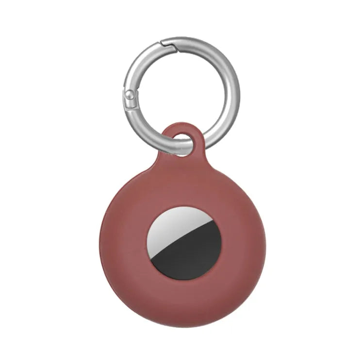 Dual-side Siliconen Beschermhoesje met Sleutelhaaklus voor Apple AirTag (brown)