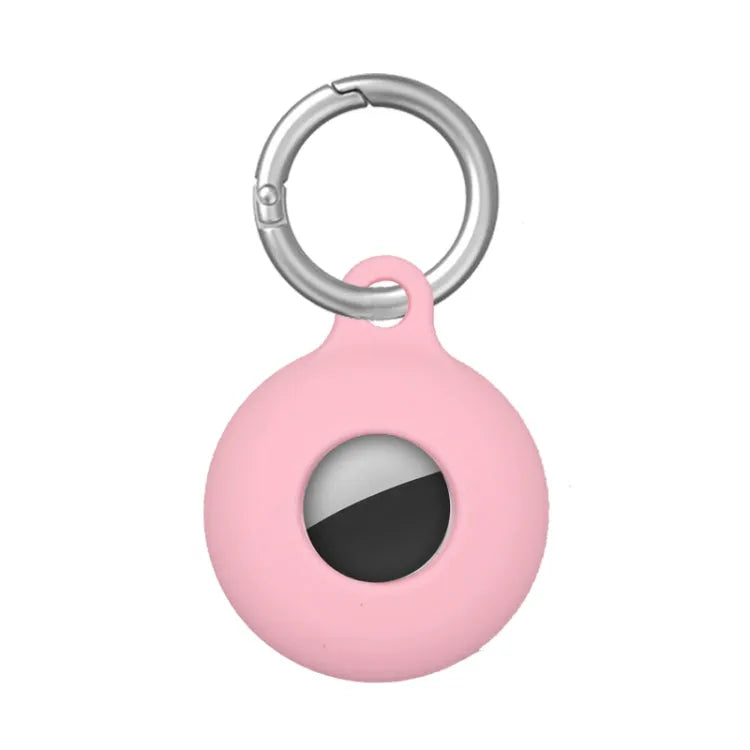 Dual-side Siliconen Beschermhoesje met Sleutelhaaklus voor Apple AirTag (roze)