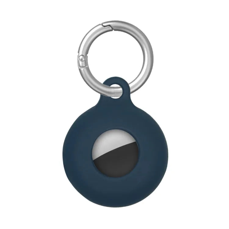Dual-side Siliconen Beschermhoesje met Sleutelhaaklus voor Apple AirTag (nacht blauw)