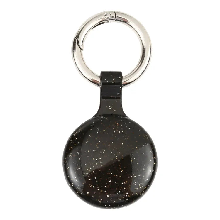 Transparant TPU Beschermhoesje met Sleutelhaaklus voor Apple AirTag (glitter poeder zwart)