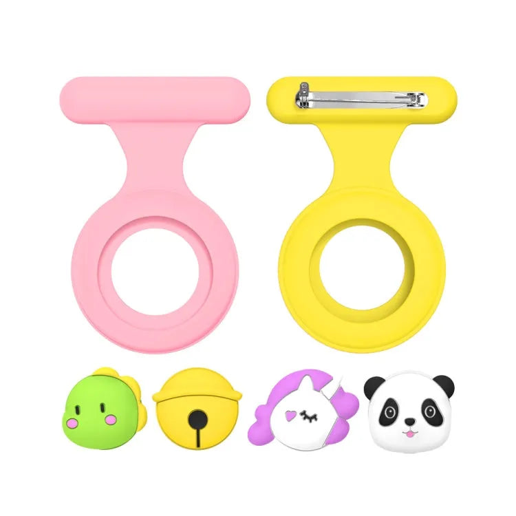 Apple AirTag Siliconen Beschermhoesje Kinderbroche (2 stuks) (roze + geel)