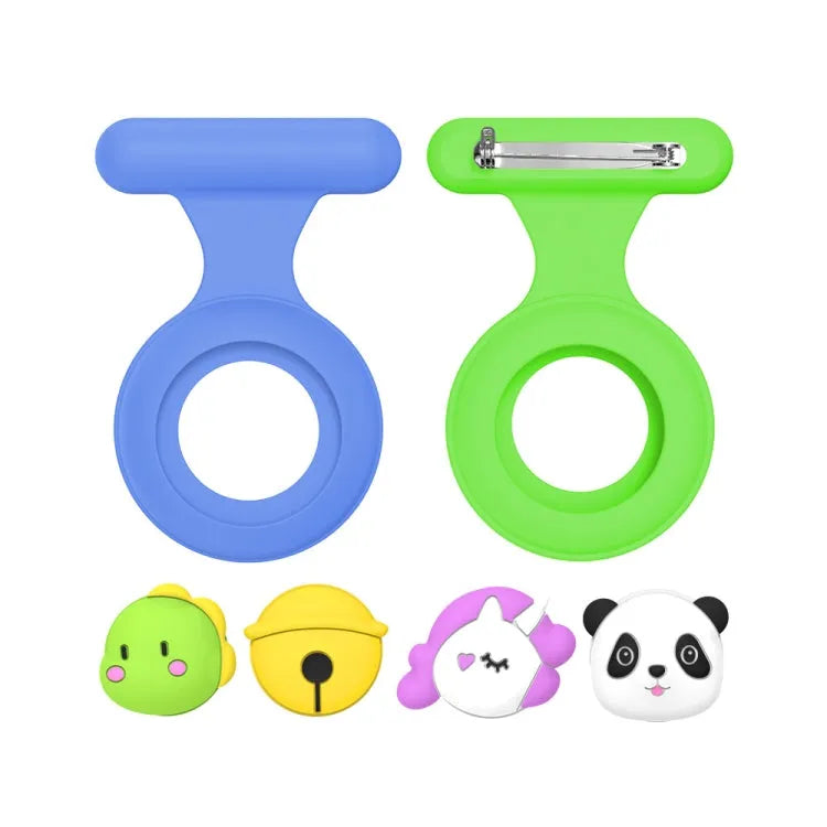 Apple AirTag Siliconen Beschermhoesje Kinderbroche (2 stuks) (blauw + lichtgevend groen)