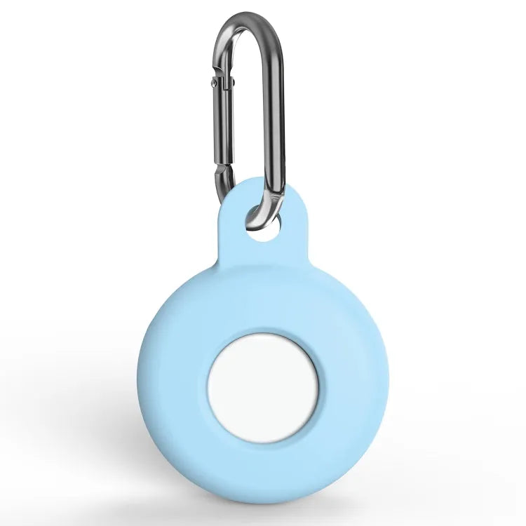 Siliconen beschermhoes met karabijnhaak voor Apple AirTag (babyblauw)