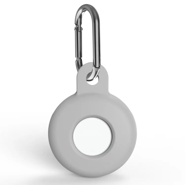 Siliconen beschermhoes met karabijnhaak voor Apple AirTag (lichtgrijs)