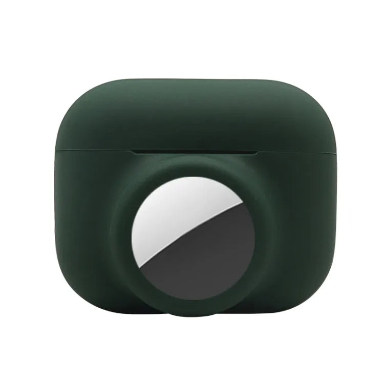 Housse de protection en silicone antichoc 2 en 1 pour Airpods Pro / AirTag (Vert foncé)