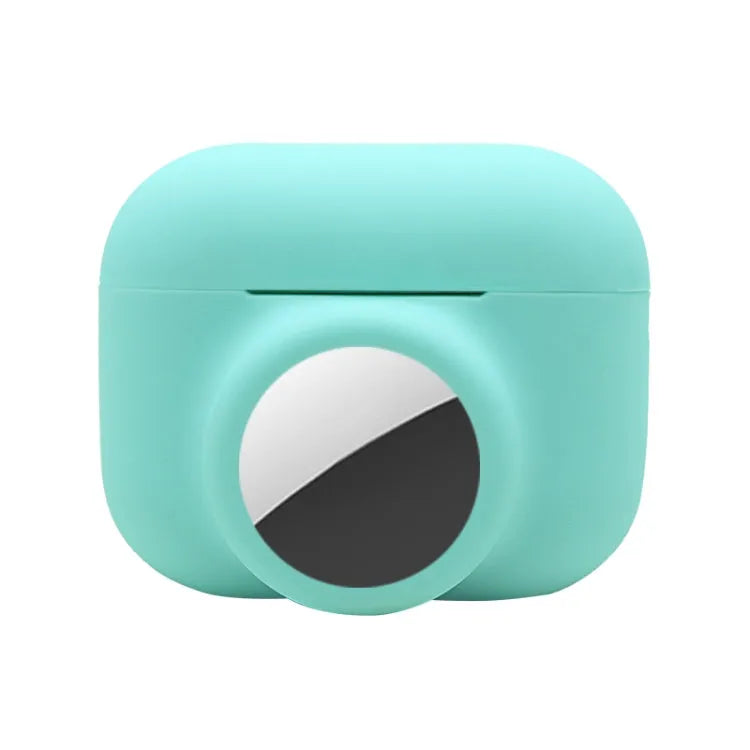 Coque de protection intégrale antichoc 2 en 1 en silicone pour Airpods Pro / AirTag (Bleu sarcelle)