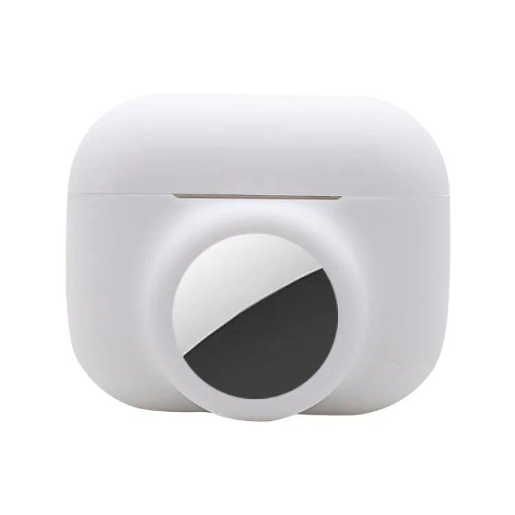 2-in-1 Stoßfeste Vollabdeckung Silikon-Schutzhülle für AirPods Pro / Airtag (weiß)