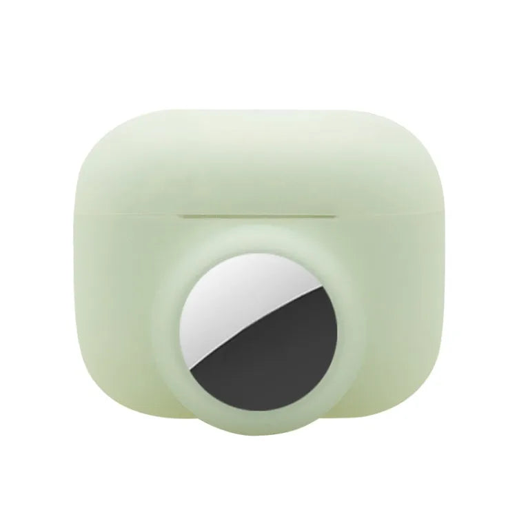 Housse de protection en silicone antichoc 2 en 1 à couverture complète pour Airpods Pro / Airtag (vert clair)