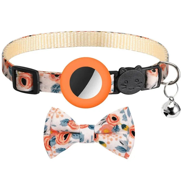 Anti-verloren huisdierhalsband met bel voor Apple AirTag (oranje)