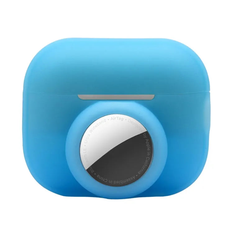 Pour AirPods Pro 2 / AirTag 2 en 1 Housse de protection antichoc en silicone à couverture complète (Bleu)