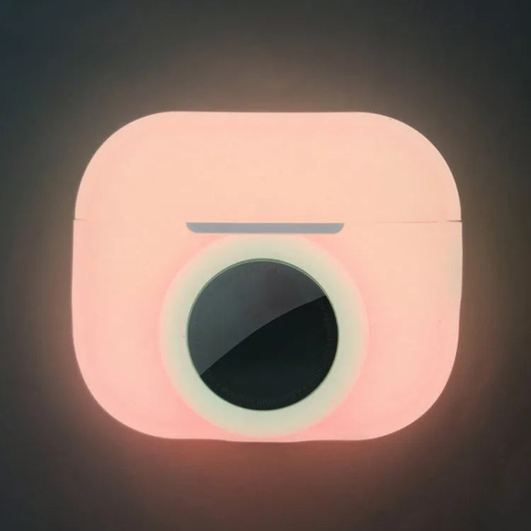 AirPods Pro 2 / AirTag 2 in 1 schokbestendig siliconen beschermhoes met volledige dekking (fluorescerend roze)