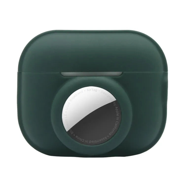 Pour AirPods Pro 2 / AirTag 2 en 1 Housse de protection antichoc en silicone à couverture complète (vert foncé)