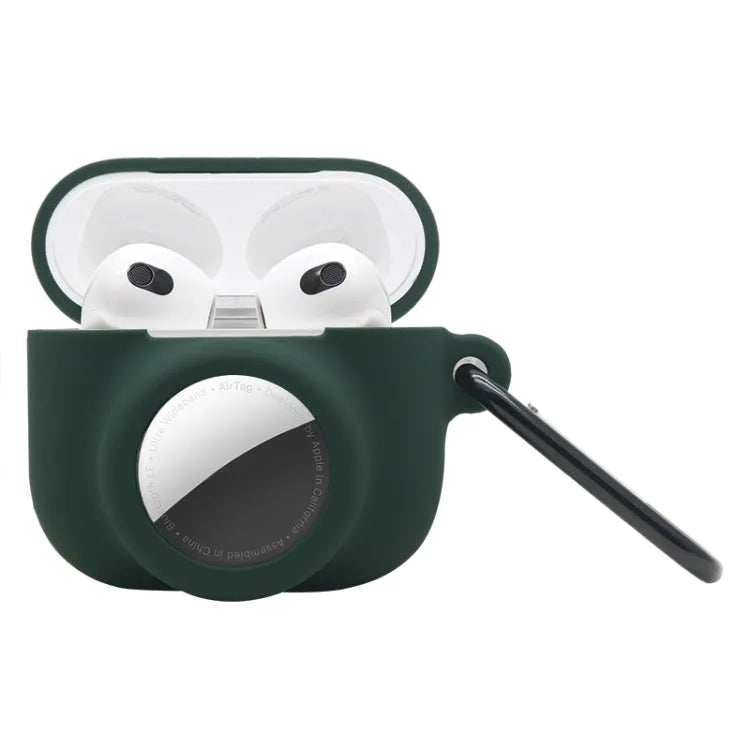 Étui de protection antichoc en silicone 2 en 1 pour Airpods 3 / Airtag (vert foncé)