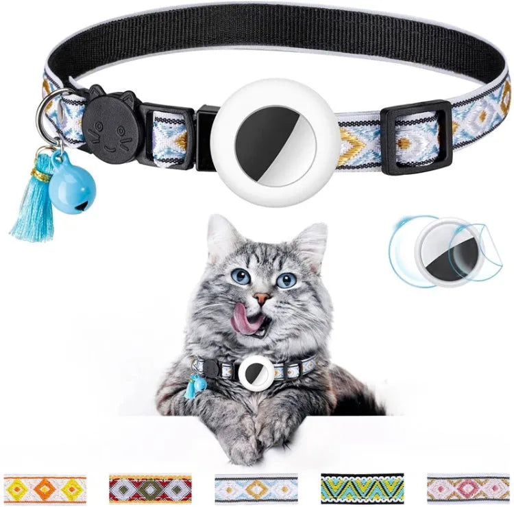 Huisdierhalsband met belletje en kwastje voor Apple AirTag (wit)