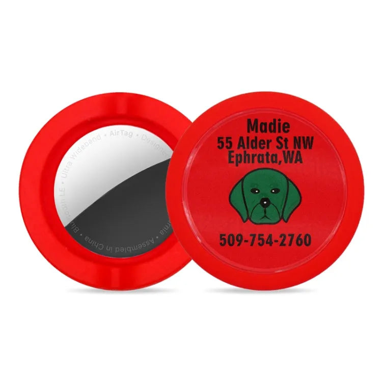 Schokbestendige beschermhoes voor Apple AirTag — hondenhalsband (rood)