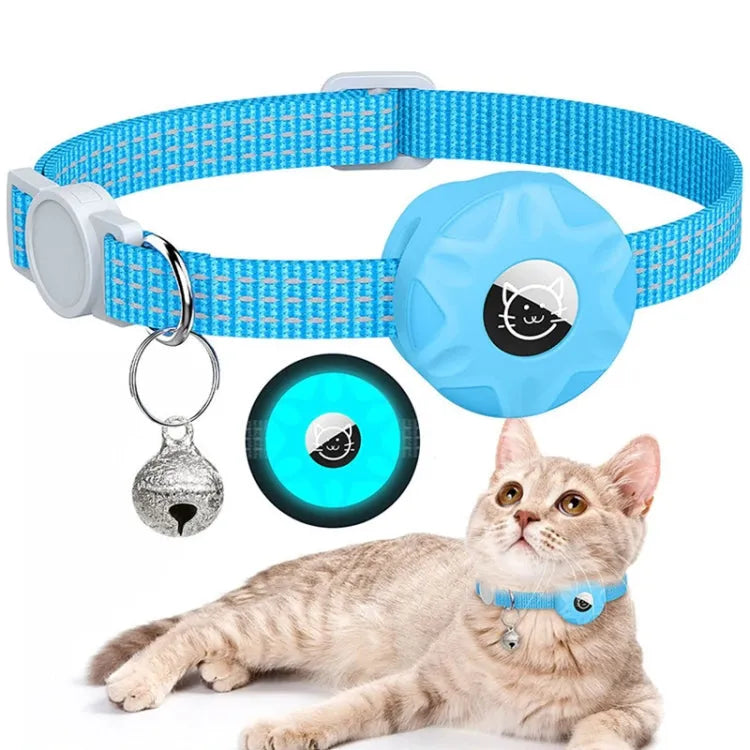 Reflecterende huisdierhalsband met belletje voor Apple AirTag (lichtblauw)
