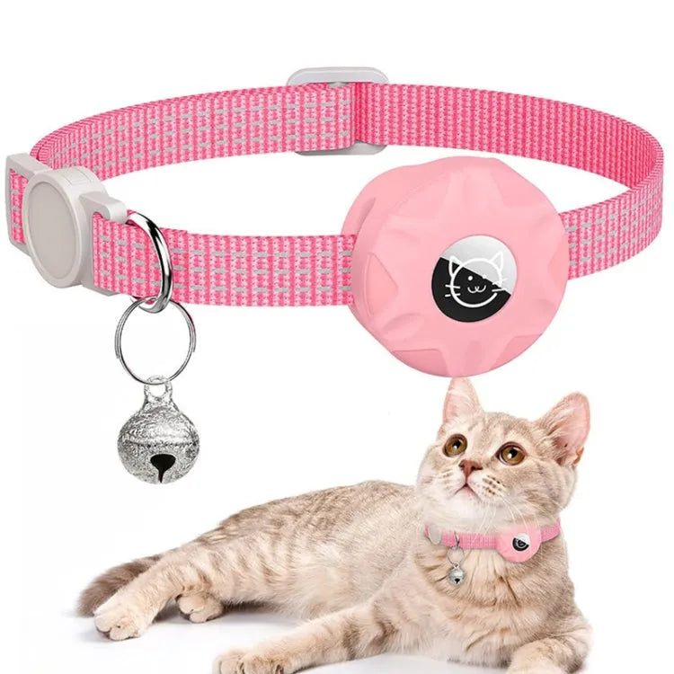 Reflecterende huisdierhalsband met belletje voor Apple AirTag (roze)