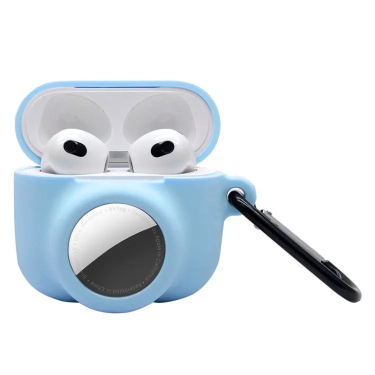 2-in-1 schokbestendige siliconen beschermhoes voor AirPods 3 en Apple AirTag (blauw)
