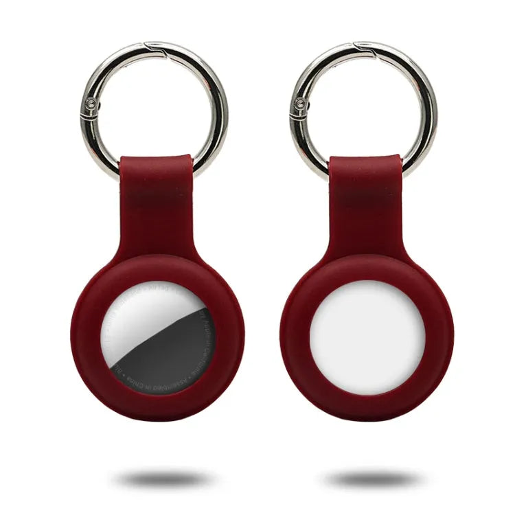 Siliconenhoesje met sleutelhangerring voor Apple AirTag (wijnrood)