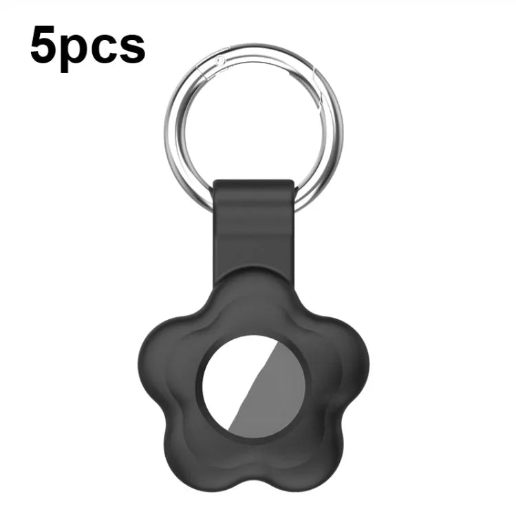 5 stuks AT03 siliconen tracker-hoesje met sleutelhanger voor Apple AirTag (zwart)