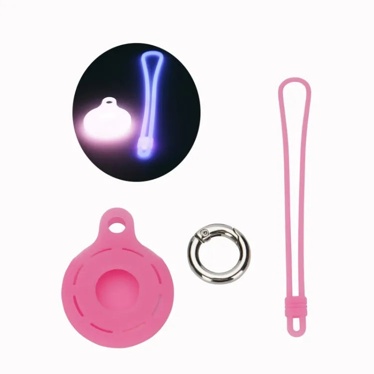 AirTag siliconen hoesje met polsband voor Apple AirTag (lichtgevend roze)